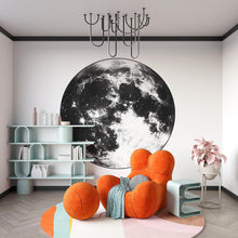 Load image into Gallery viewer, Moon Wall Mural, Black White Moon Art, Modern Celestial Decor, Minimal Interior Design 422mv
