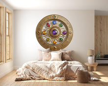 Load image into Gallery viewer, Gemstone Mandala Wall Mural, Sacred Geometry Wall Art, Luxury Spiritual Decor, Boho Statement Art 431mv