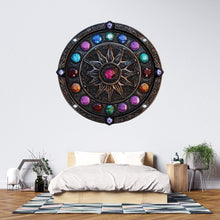 Load image into Gallery viewer, Mystic Compass Wall Art, Arcane Wheel Mural, Jewel Rune Decor, Gothic Fantasy Wall Art 434mv