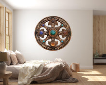 Load image into Gallery viewer, Celtic Cross Wall Art, Mystic Knot Mandala, Jewel Inlay Wall Decor, Sacred Symbol Art 435mv