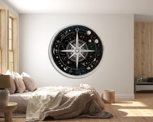 Load image into Gallery viewer, Celestial Compass Wall Art, Star Map Mandala, Astrology Wall Decor, Cosmic Bedroom Art 436mv