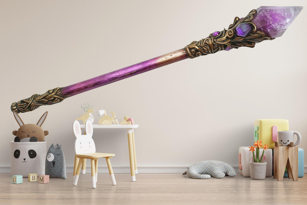 Amethyst Wand Wall Art, Crystal Magic Wand, Fantasy Decor, Mystic Wall Art 437mv