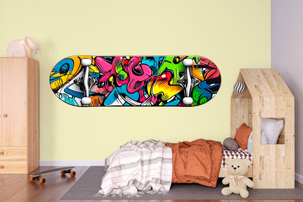 Graffiti Skateboard Art, Kids Skate Wall Decor, Colorful Street Art Print 440mv