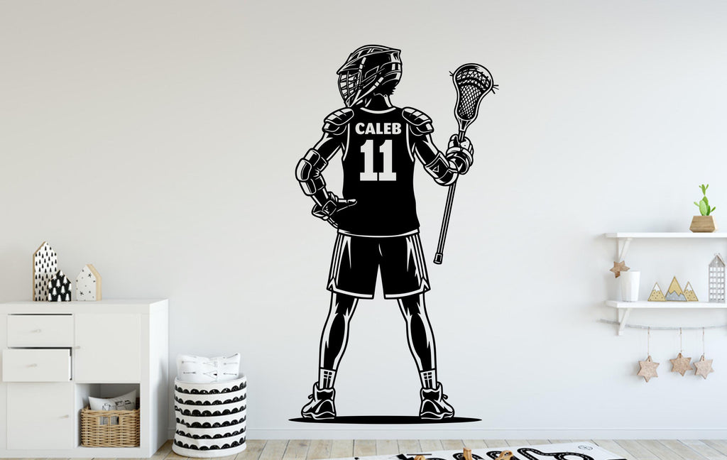 Custom Name Lacrosse Wall Decal, Kids Room Decor