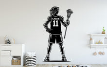Load image into Gallery viewer, Custom Name Lacrosse Wall Decal, Kids Room Decor