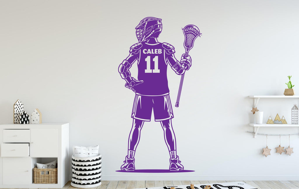 Custom Name Lacrosse Wall Decal, Kids Room Decor