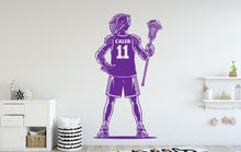 Load image into Gallery viewer, Custom Name Lacrosse Wall Decal, Kids Room Decor
