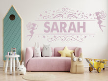 Load image into Gallery viewer, Personalized Fairy Name Wall Decal | Custom Children Name Wall Art | Magical Nursery Decor | Fairy Tale Bedroom Vinyl Sticker 734LU