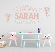 Load image into Gallery viewer, Personalized Fairy Name Wall Decal | Custom Children Name Wall Art | Magical Nursery Decor | Fairy Tale Bedroom Vinyl Sticker 734LU