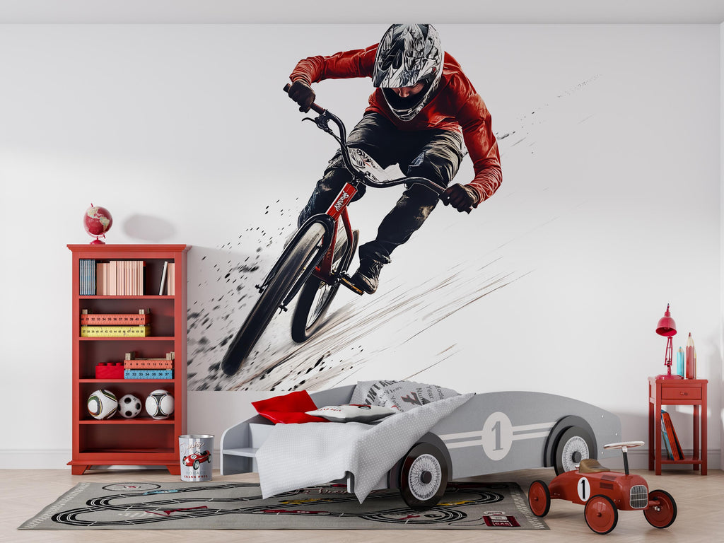 BMX Rider Wall Art, Extreme Sports Decor, Action Bike Art 445mv