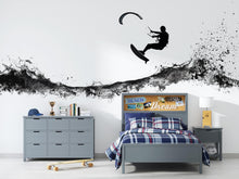 Load image into Gallery viewer, Kitesurf Wall Decal Kiteboarding Wall Art Kitesurfer Silhouette Ocean Sports Decor 451mv