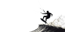 Load image into Gallery viewer, Kitesurf Wall Decal Kiteboarding Silhouette Wall Art Ocean Sports Room Decor 454mv