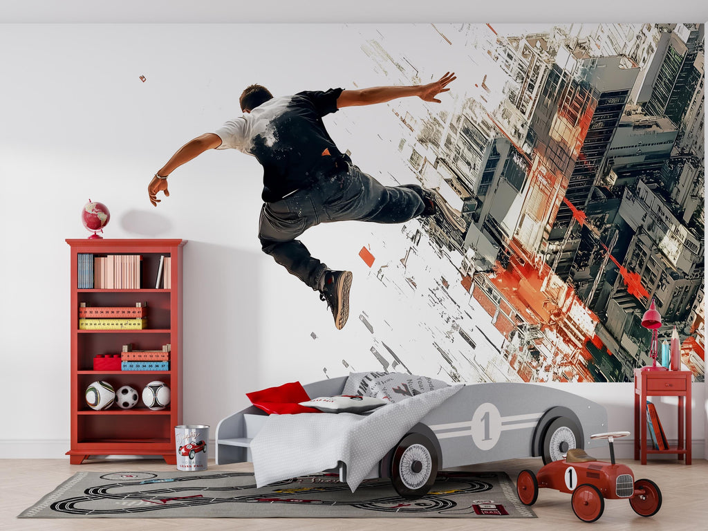 Urban Parkour Wall Mural Freerunning City Wall Art Street Room Decor 460mv