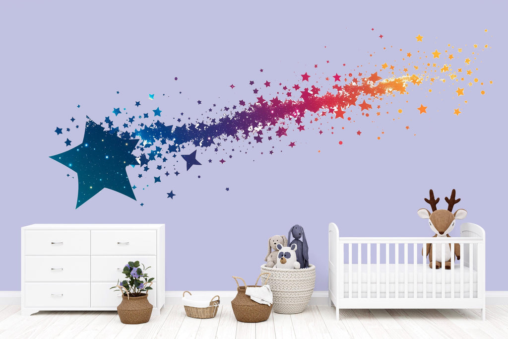 Shooting Star Wall Decal Rainbow Star Nursery Wall Art Kids Room 466mv