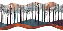 Load image into Gallery viewer, Abstract Forest Wave Wall Decal Sticker | Modern Woodland Wall Art | Minimalist Tree Landscape | Scandinavian Bedroom Decor