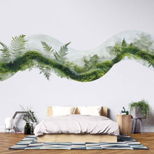 Load image into Gallery viewer, Green Moss Forest Wave Wall Decal Sticker | Botanical Nature Wall Art | Organic Forest Wall Decor | Minimalist Bedroom Wall Mural