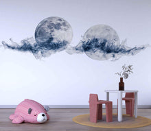 Load image into Gallery viewer, Abstract Moon Wall Decal Sticker | Minimal Smoke Moon Wall Art | Modern Celestial Wall Decor | Neutral Abstract Wall Mural