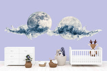 Load image into Gallery viewer, Abstract Moon Wall Decal Sticker | Minimal Smoke Moon Wall Art | Modern Celestial Wall Decor | Neutral Abstract Wall Mural