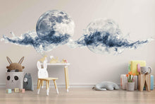 Load image into Gallery viewer, Abstract Moon Wall Decal Sticker | Minimal Smoke Moon Wall Art | Modern Celestial Wall Decor | Neutral Abstract Wall Mural