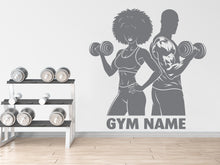 Load image into Gallery viewer, Couple Afro American Gym Wall Decal Custom Name fitness Women Gifts Decor Workout Art Vinyl Wall Stickers Bedroom 279DE