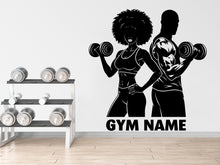 Load image into Gallery viewer, Couple Afro American Gym Wall Decal Custom Name fitness Women Gifts Decor Workout Art Vinyl Wall Stickers Bedroom 279DE