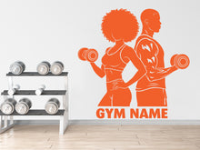 Load image into Gallery viewer, Couple Afro American Gym Wall Decal Custom Name fitness Women Gifts Decor Workout Art Vinyl Wall Stickers Bedroom 280DE