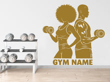 Load image into Gallery viewer, Couple Afro American Gym Wall Decal Custom Name fitness Women Gifts Decor Workout Art Vinyl Wall Stickers Bedroom 280DE