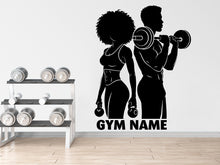 Load image into Gallery viewer, Couple Afro American Gym Wall Decal Custom Name fitness Women Gifts Decor Workout Art Vinyl Wall Stickers Bedroom 281DE