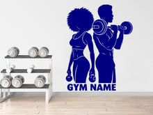 Load image into Gallery viewer, Couple Afro American Gym Wall Decal Custom Name fitness Women Gifts Decor Workout Art Vinyl Wall Stickers Bedroom 281DE