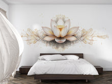 Load image into Gallery viewer, Elegant Lotus Flower Wall Decal Gold Lotus Wall Art Peel And Stick Boho Floral Wall Sticker Bedroom Meditation Decor