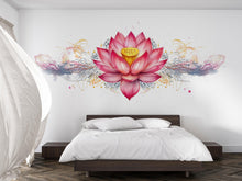 Load image into Gallery viewer, Pink Lotus Flower Wall Decal Watercolor Lotus Wall Art Peel And Stick Boho Floral Wall Sticker Bedroom Meditation Decor