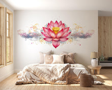 Load image into Gallery viewer, Pink Lotus Flower Wall Decal Watercolor Lotus Wall Art Peel And Stick Boho Floral Wall Sticker Bedroom Meditation Decor