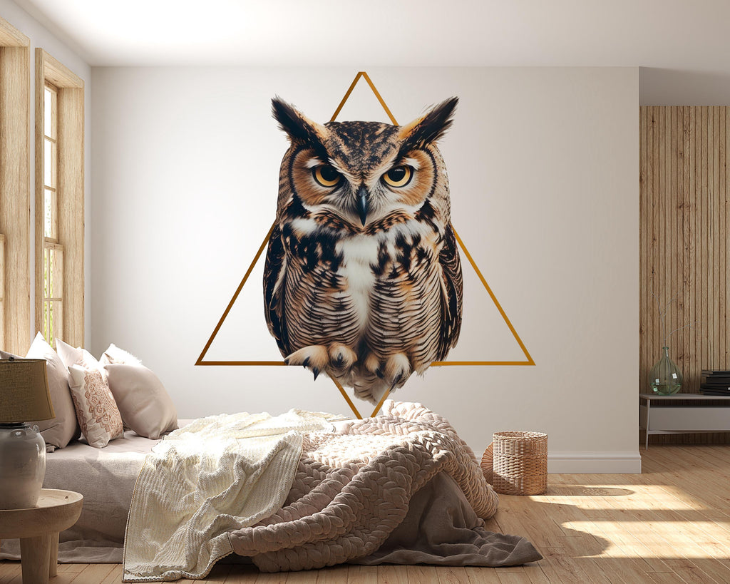 Geometric Owl Wall Decal Modern Animal Wall Art Peel And Stick Owl Wall Sticker Living Room Bedroom Office Decor