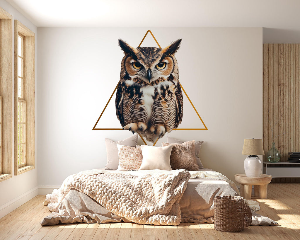 Geometric Owl Wall Decal Modern Animal Wall Art Peel And Stick Owl Wall Sticker Living Room Bedroom Office Decor