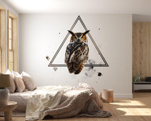 Load image into Gallery viewer, Geometric Owl Wall Decal Peel And Stick Owl Wall Art Modern Bedroom Wall Decor Animal Wall Sticker