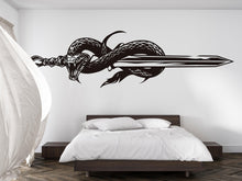 Load image into Gallery viewer, Snake Sword Wall Decal Peel And Stick Serpent Sword Wall Art Fantasy Gothic Wall Sticker