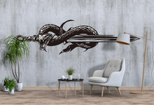Load image into Gallery viewer, Snake Sword Wall Decal Peel And Stick Serpent Sword Wall Art Fantasy Gothic Wall Sticker
