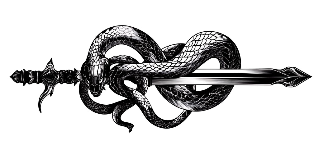 Snake Sword Wall Decal Peel And Stick Serpent Blade Wall Art Gothic Fantasy Wall Sticker