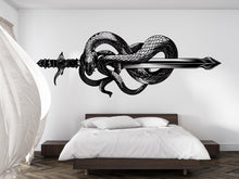 Load image into Gallery viewer, Snake Sword Wall Decal Peel And Stick Serpent Blade Wall Art Gothic Fantasy Wall Sticker