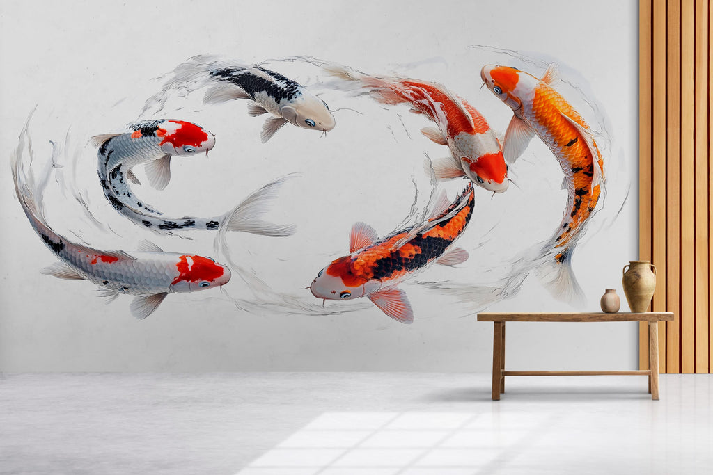 Koi Fish Wall Decal Watercolor Japanese Koi Wall Art Peel And Stick Fish Wall Sticker Modern Zen Home Decor