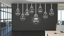 Load image into Gallery viewer, Business Motivation Wall Decal – Strategy Growth Goals Vision Success – Lightbulb Office Wall Sticker, Entrepreneur &amp; Startup Decor 736LU