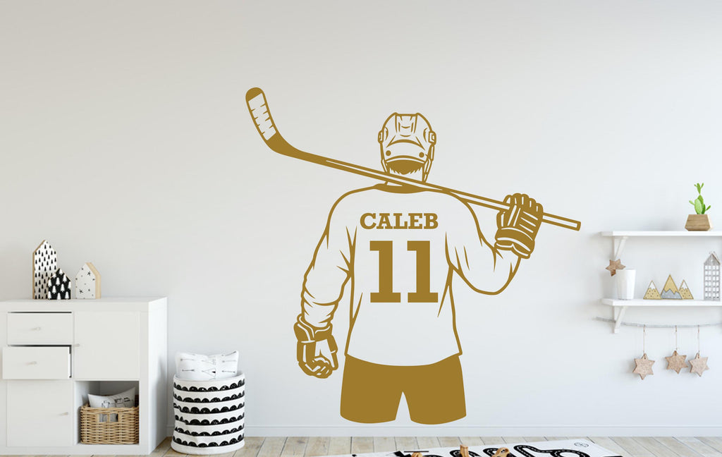 Custom Name Hockey Wall Decal, Kids Room Decor