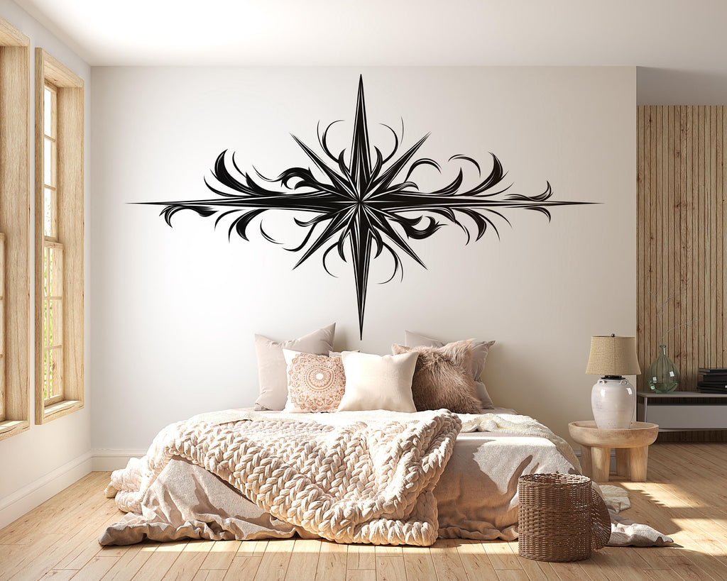 Compass Wall Decal Tribal Compass Rose Wall Art Peel And Stick Compass Star Wall Sticker Modern Minimalist Home Decor
