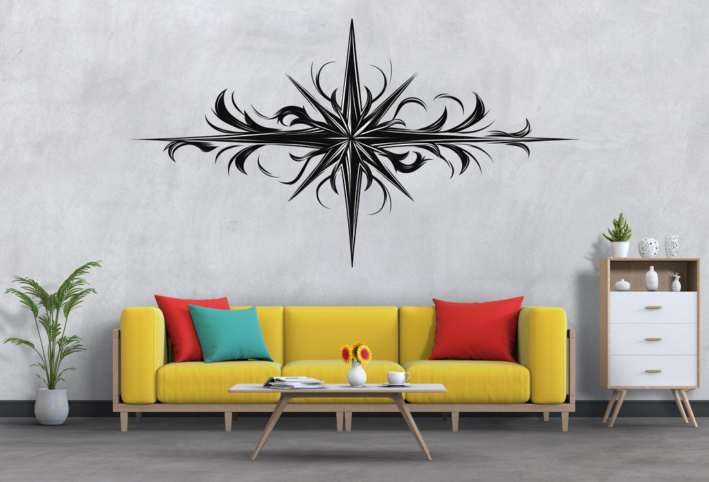 Compass Wall Decal Tribal Compass Rose Wall Art Peel And Stick Compass Star Wall Sticker Modern Minimalist Home Decor
