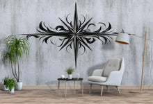 Load image into Gallery viewer, Compass Wall Decal Tribal Compass Rose Wall Art Peel And Stick Compass Star Wall Sticker Modern Minimalist Home Decor
