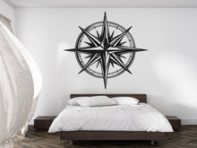 Load image into Gallery viewer, Large Compass Rose Wall Decal, Nautical Wall Sticker, Modern Compass Wall Art, Adventure Wall Decor, Minimalist Travel Wall Decal