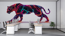Load image into Gallery viewer, Neon Panther Wall Decal, Futuristic Panther Wall Art Sticker, Cyberpunk Animal Wall Decor, Neon Wall Art, Modern Statement Wall Decal