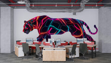 Load image into Gallery viewer, Neon Panther Wall Decal, Futuristic Panther Wall Art Sticker, Cyberpunk Animal Wall Decor, Neon Wall Art, Modern Statement Wall Decal