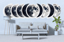 Load image into Gallery viewer, Moon Phase Wall Art, Lunar Moon Wall Decor, Celestial Bedroom Art, Boho Moon Phases Decor, Modern Minimal Wall Art 133mv