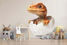 Load image into Gallery viewer, Baby Dinosaur Wall Art, Hatching Dino Nursery Decor, Cute Dinosaur Egg Art, Kids Room Dino Wall Mural, Nursery Wall Decor 147mv